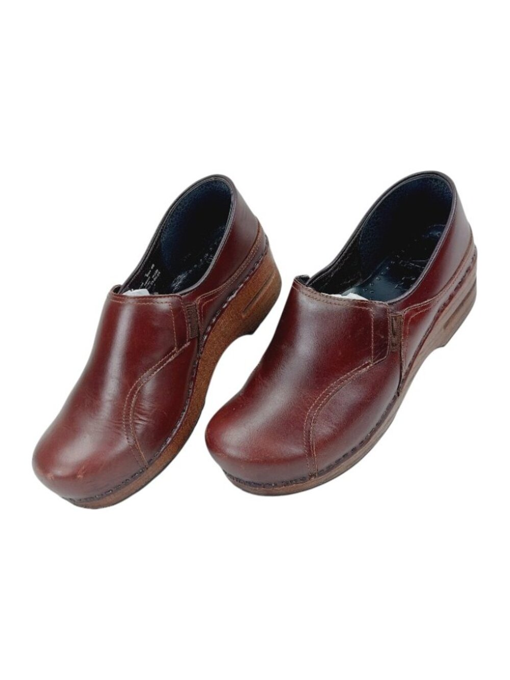 Dansko Women's Roast Brown Phoebe Leather Heeled Slip-On Clogs Size 9